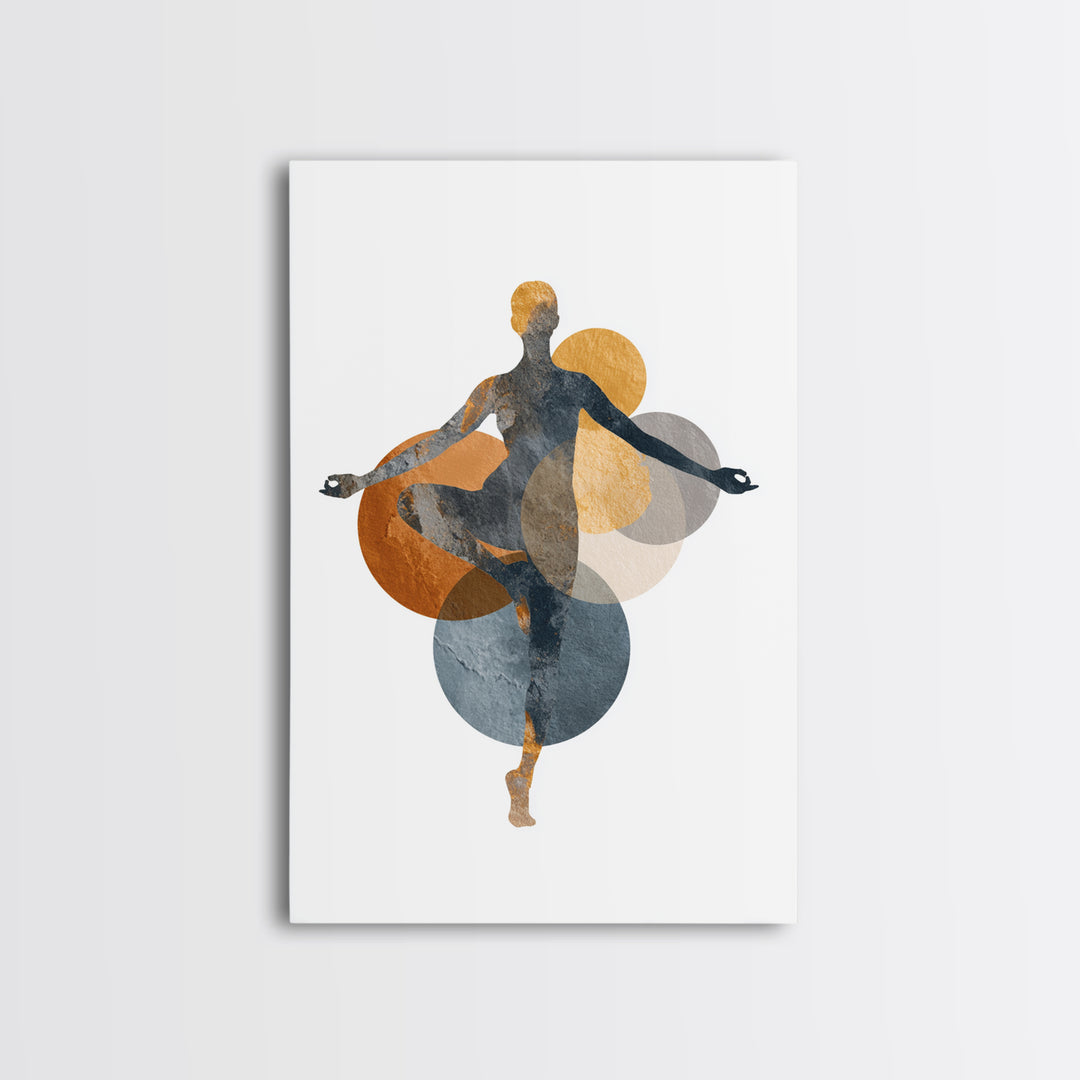 Single Line Yoga Pose Framed Canvas Print, Line Art, Black and White Art, Living Room Decor, Abstract Art, Line, LIN-2x3-73