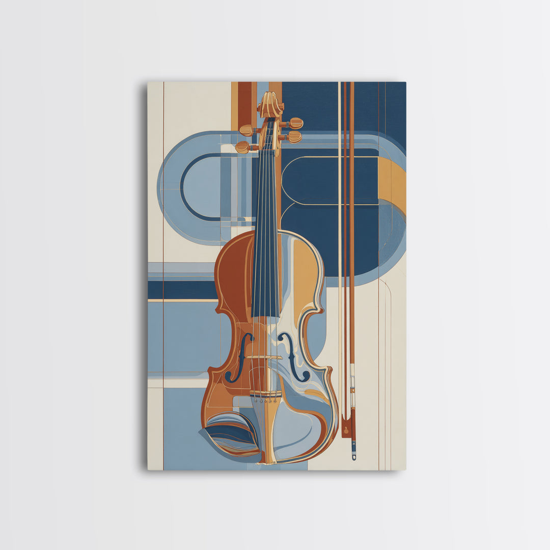 Single Line Violin and Bow Canvas Print, Line Art, Gallery Wall Set, Living Room Decor, Abstract Art, Line, Textured Painting, LIN-2x3-79