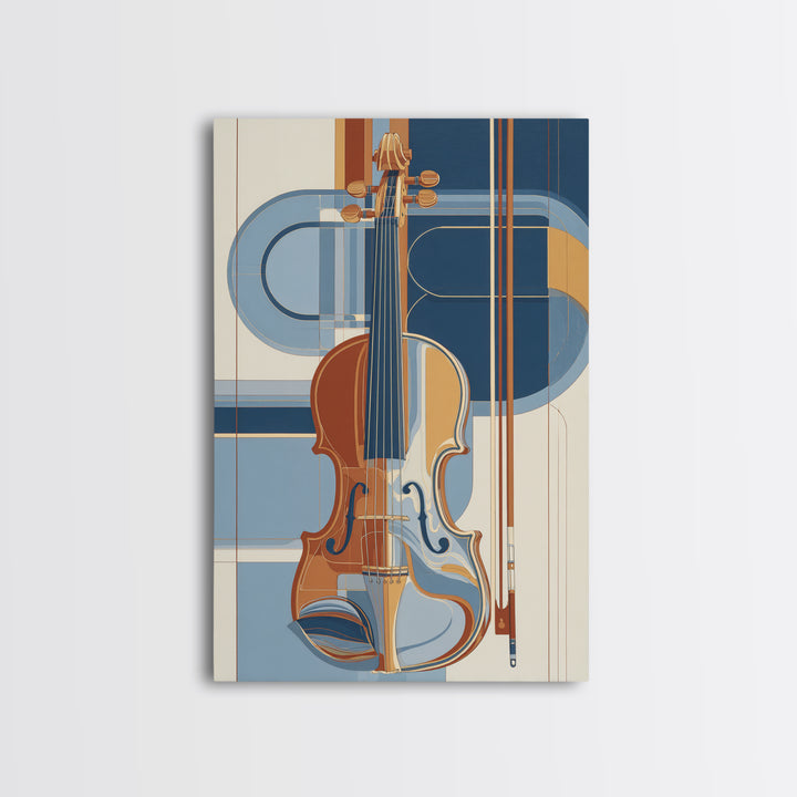 Single Line Violin and Bow Canvas Print, Line Art, Gallery Wall Set, Living Room Decor, Abstract Art, Line, Textured Painting, LIN-2x3-79