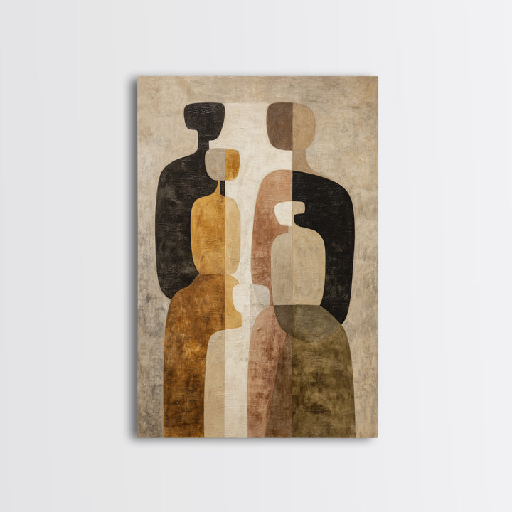 Abstract Family Figures Framed Canvas Print, Line Art, Room Decor, Living Room Decor, Oil Painting, Line, Digital Wall Art, LIN-2x3-8