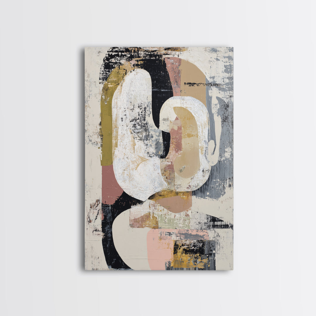 Abstract Horse Formed from Graceful Contour Framed Canvas Print, Line Art, Wall Art, Living Room Decor, Abstract Art, Line, LIN-2x3-84