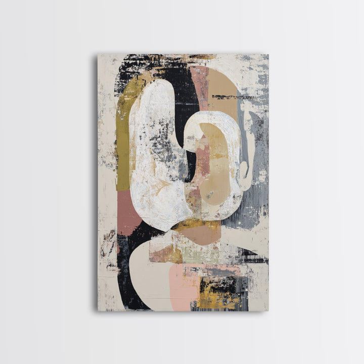 Abstract Horse Formed from Graceful Contour Framed Canvas Print, Line Art, Wall Art, Living Room Decor, Abstract Art, Line, LIN-2x3-84