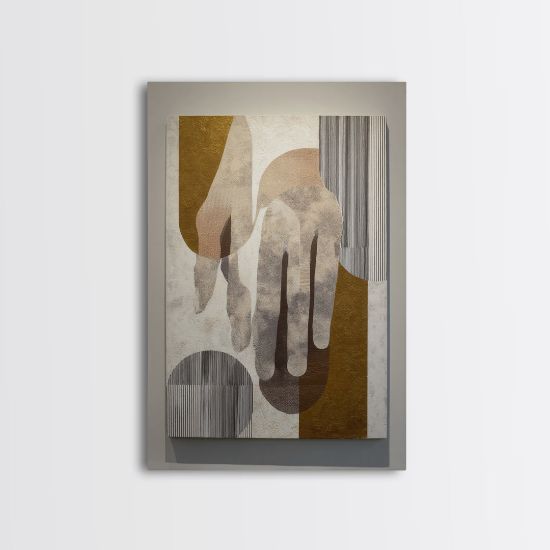 Two Hands Nearly Touching Framed Canvas Print, Line Art, Aesthetic Prints, Living Room Decor, Fine Art, Line, Wall Art, LIN-2x3-85