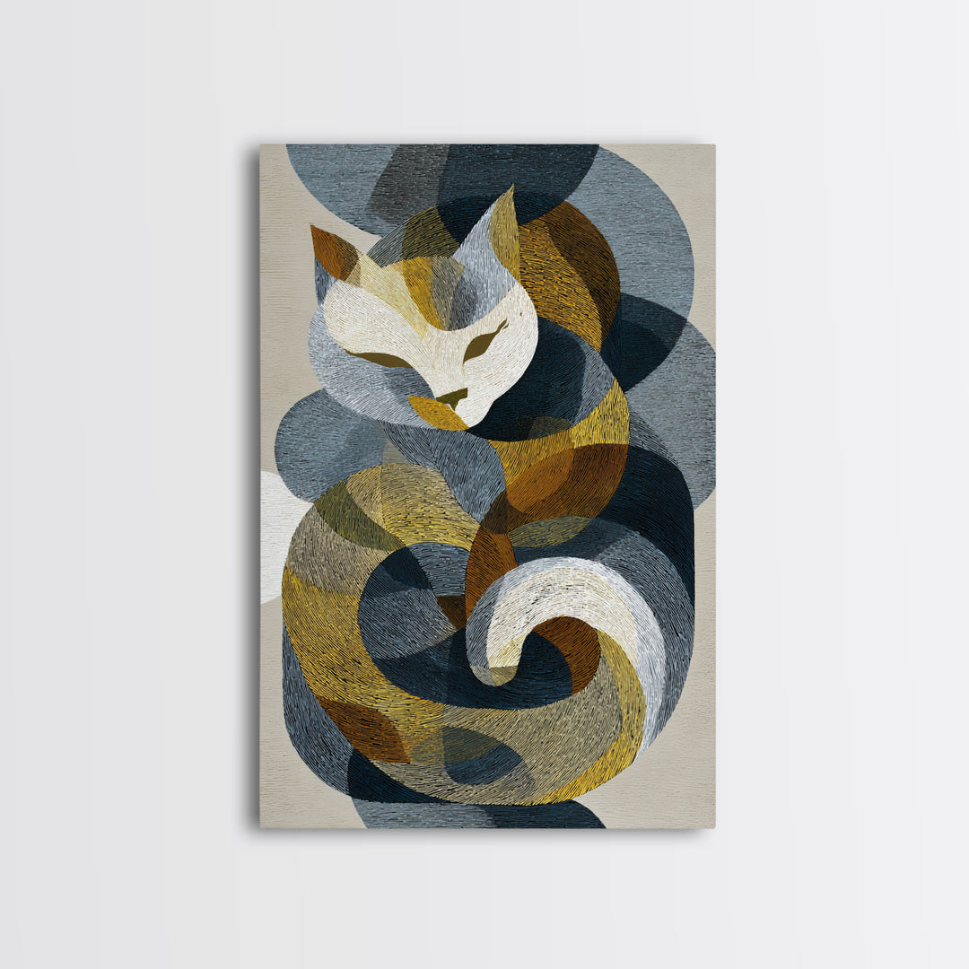 Monoline Cat Stretching Canvas Print, Line Art, Living Room Wall Art, Living Room Decor, Fine Art, Line, Aesthetic Prints, LIN-2x3-86