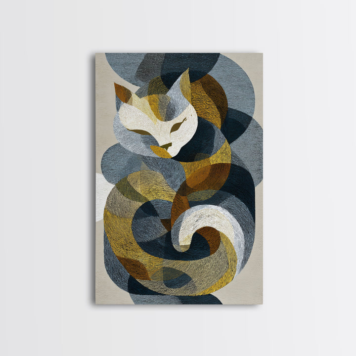Monoline Cat Stretching Canvas Print, Line Art, Living Room Wall Art, Living Room Decor, Fine Art, Line, Aesthetic Prints, LIN-2x3-86