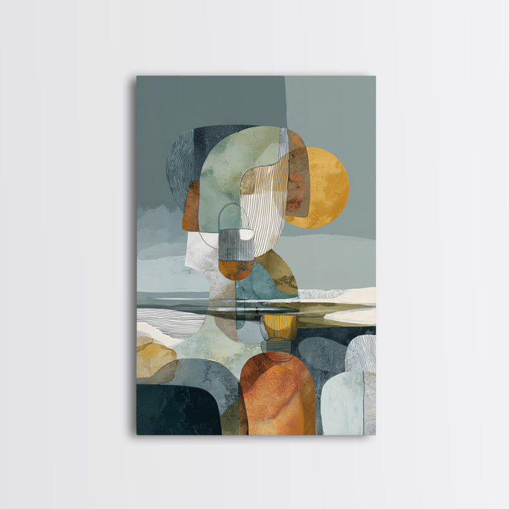 Line Art Shell and Coastal Forms Canvas Print, Line Art, Minimalist Decor, Living Room Decor, Abstract Art, Line, Boho Wall Art, LIN-2x3-95