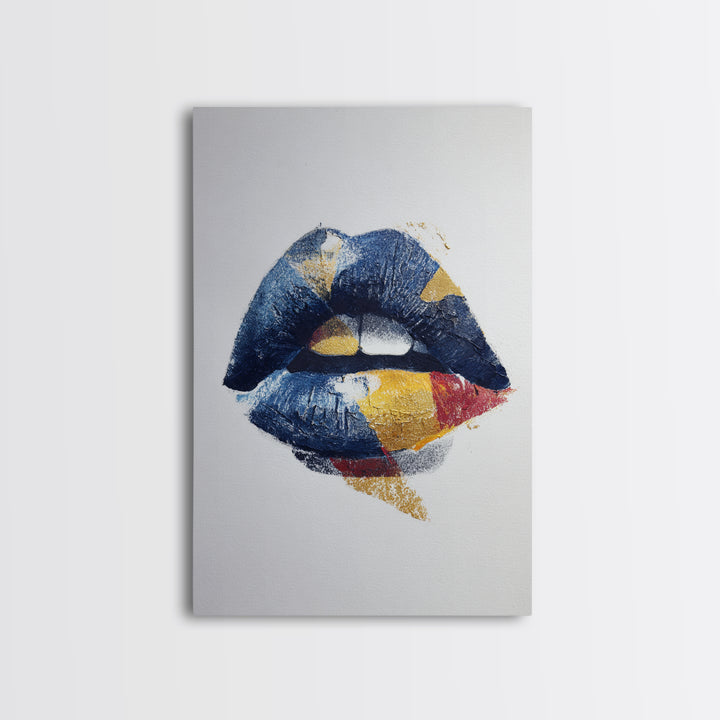 Abstract Lips and Hand Fashion Sketch Framed Canvas Print, Line Art, Boho Wall Decor, Living Room Decor, Abstract Art, Line, LIN-2x3-98