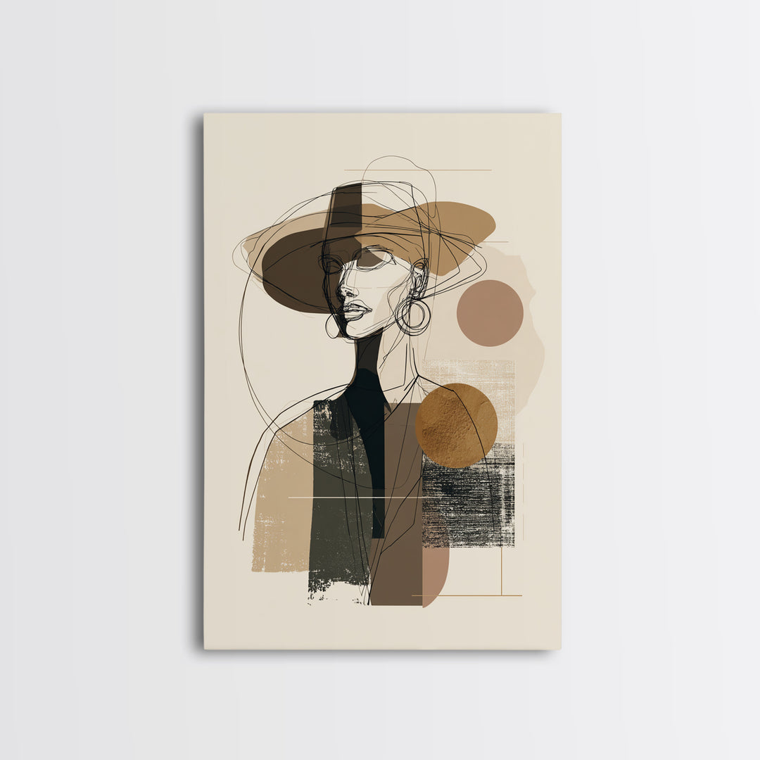 Line Drawing of a Woman Canvas Print, Line Art, Luxury Decor, Living Room Decor, Oil Painting, Line, Printable, LIN-2x3-99