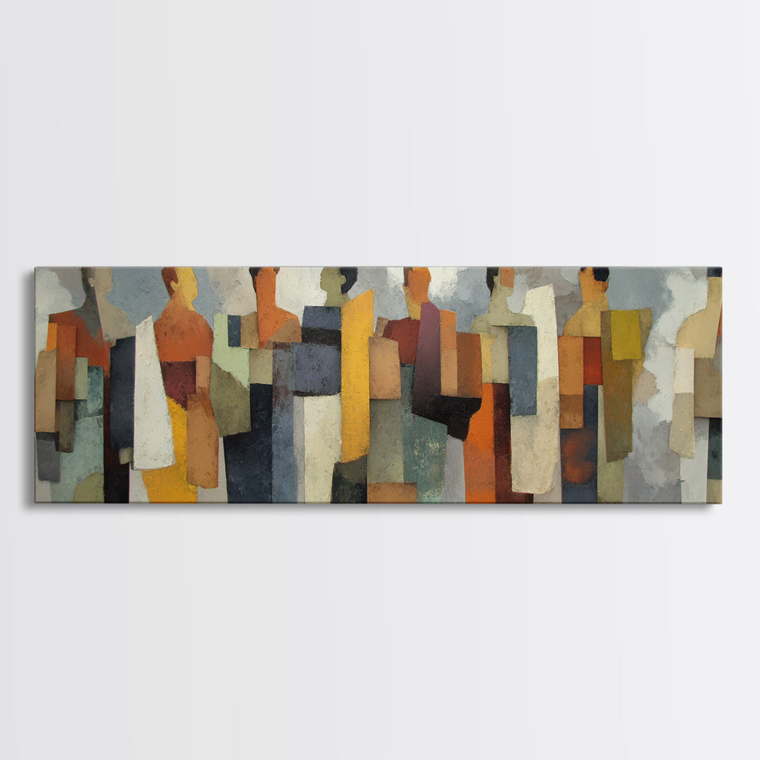Abstract Family Figures Canvas Print, Line Art, Jesus Wall Art, Living Room Decor, Fine Art, Line, Statement Artwork, LIN-3x1-16