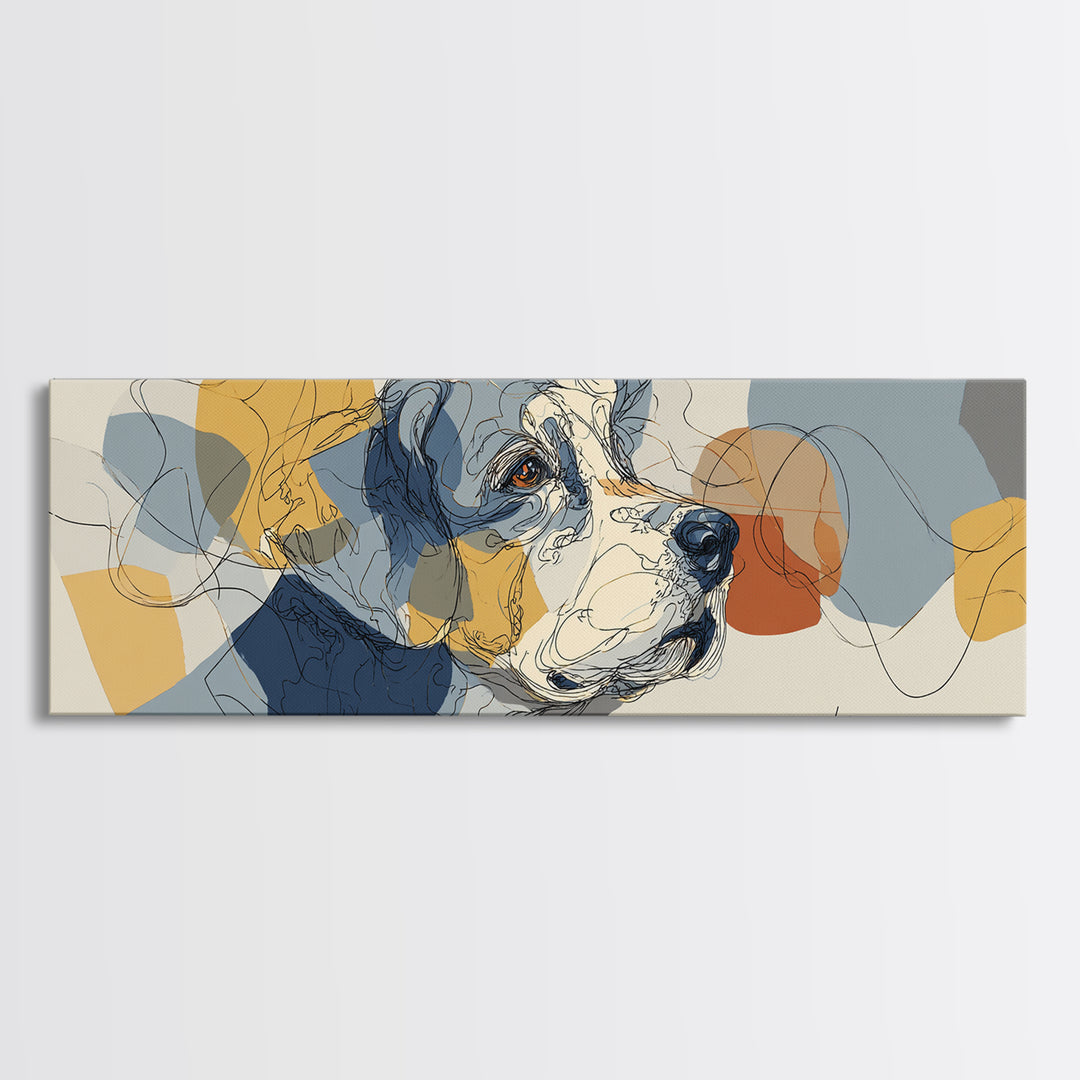 Continuous Line Dog Portrait Canvas Print, Line Art, Minimalist Art, Living Room Decor, Fine Art, Line, Minimalist Decor, LIN-3x1-29