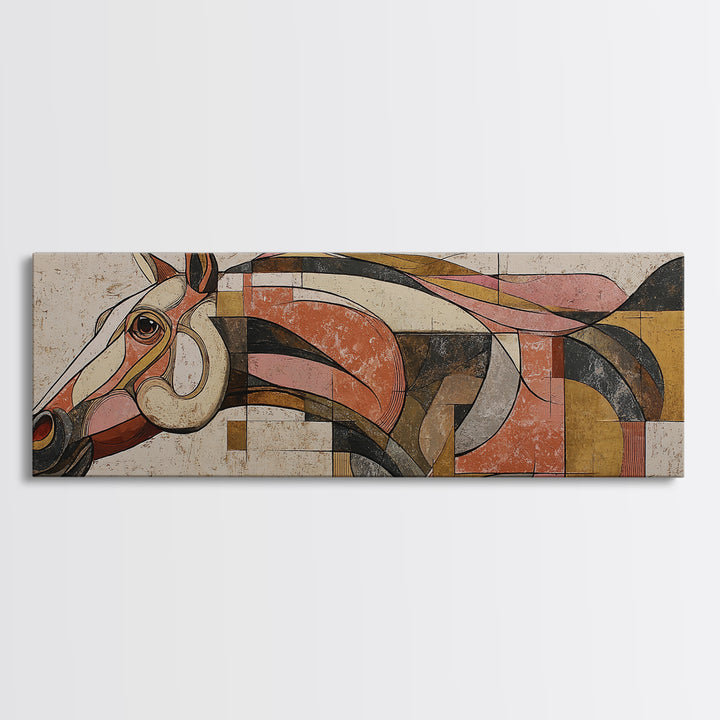 Abstract Horse Formed from Graceful Contour Framed Canvas Print, Line Art, Statement Artwork, Living Room Decor, Abstract Art, LIN-3x1-44