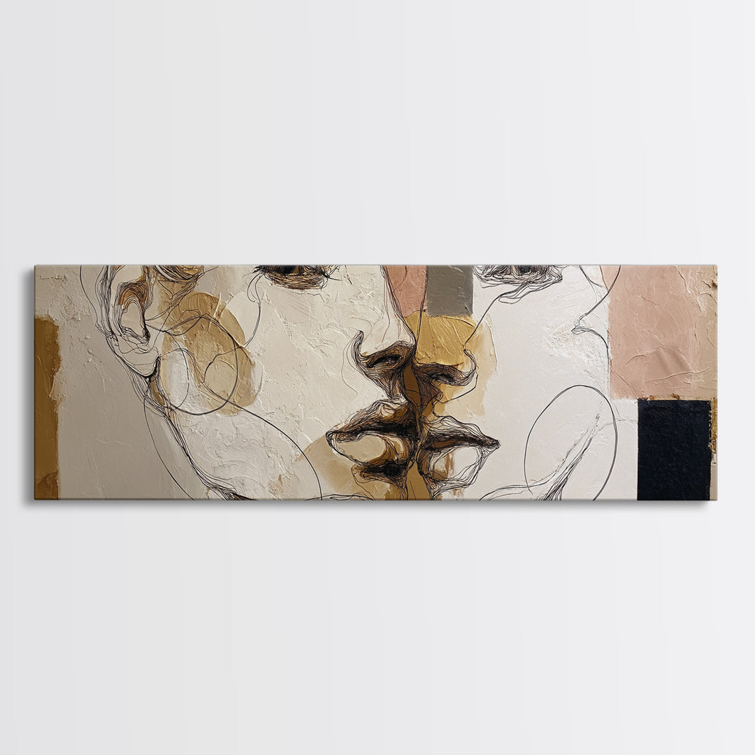 Continuous Line Female Face Canvas Print, Line Art, Art Print, Living Room Decor, Fine Art, Line, Printable Wall Art, LIN-3x1-65