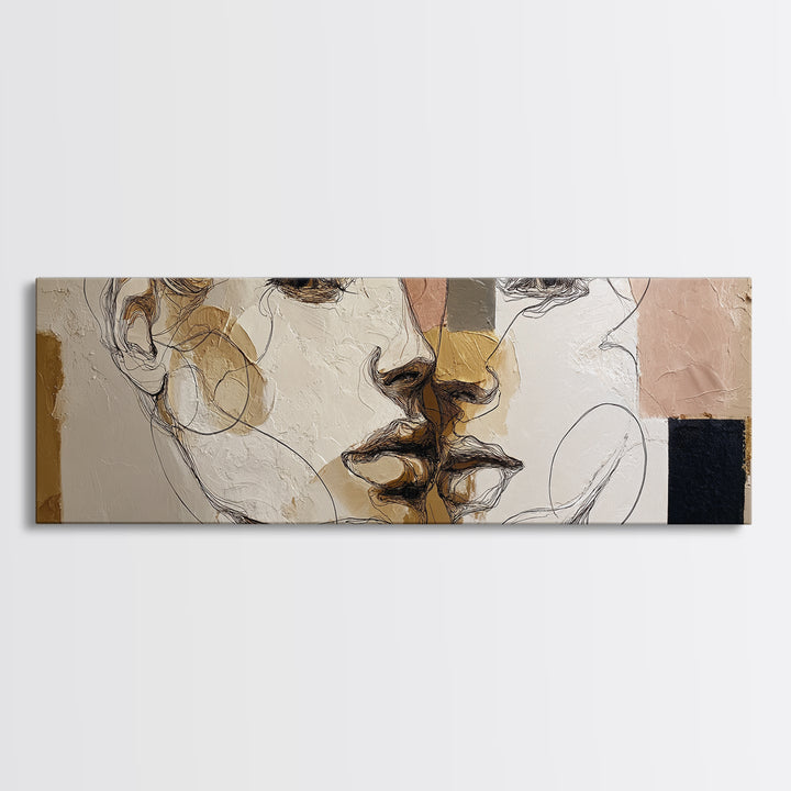 Continuous Line Female Face Canvas Print, Line Art, Art Print, Living Room Decor, Fine Art, Line, Printable Wall Art, LIN-3x1-65
