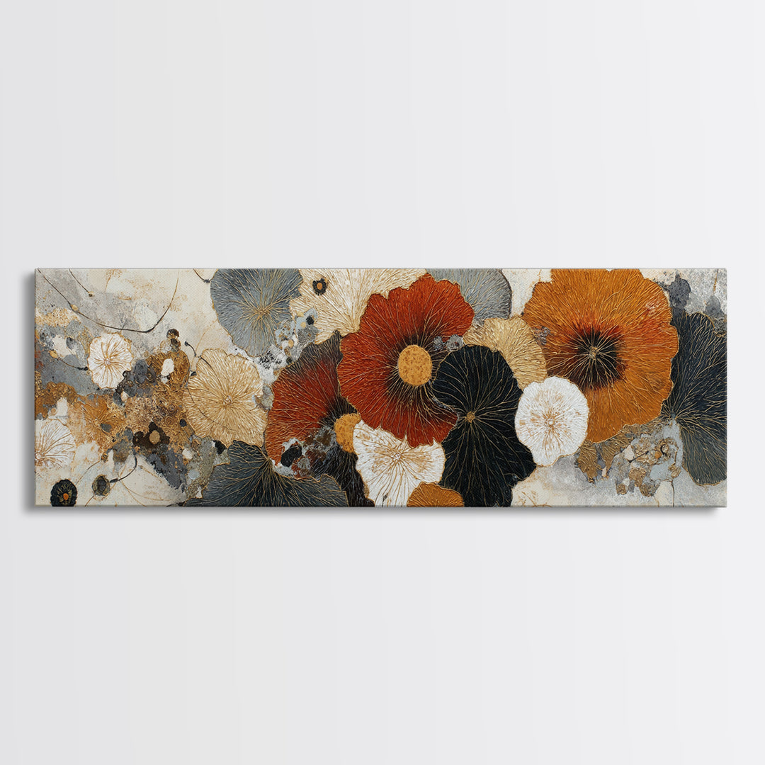 Face and Flower Blended into One Contour Framed Canvas Print, Line Art, Decor, Living Room Decor, Line, Living Room Wall Art, LIN-3x1-72