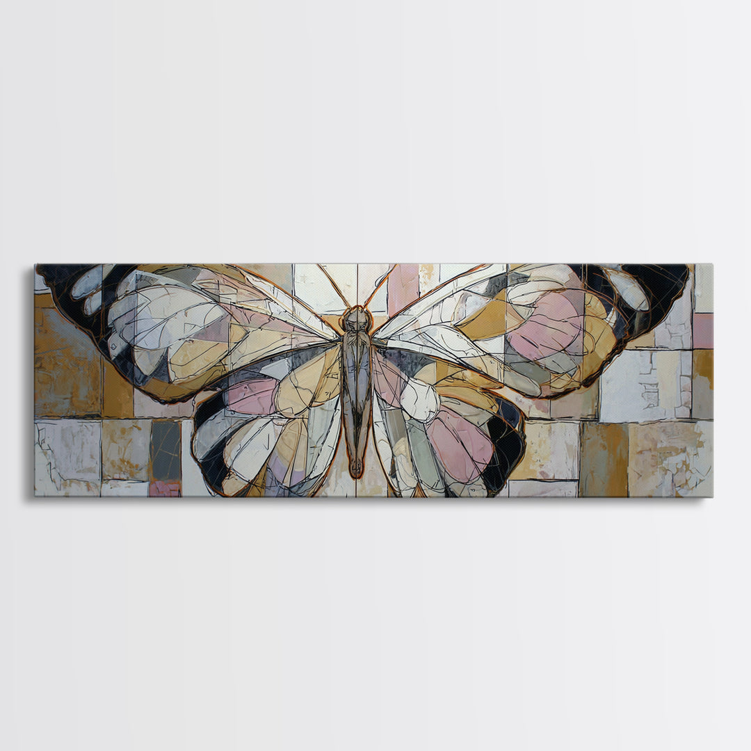 Line Art Butterfly Canvas Print, Line Art, Jesus Wall Art, Living Room Decor, Abstract Art, Line, Statement Artwork, LIN-3x1-86