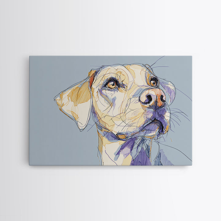 Continuous Line Dog Portrait Canvas Print, Line Art, Neutral Decor, Living Room Decor, Oil Painting, Line, Wall Decor, LIN-3x2-17