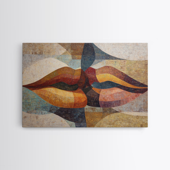 Abstract Lips and Hand Fashion Sketch Canvas Print, Line Art, Minimalist Wall Art, Living Room Decor, Abstract Art, Line, LIN-3x2-22