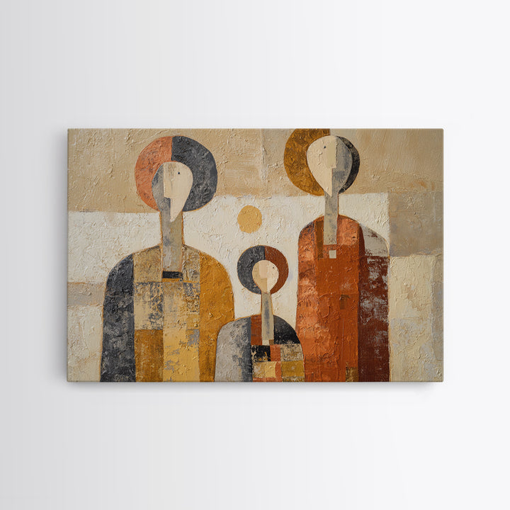 Abstract Family Figures Framed Canvas Print, Line Art, Aesthetic Prints, Living Room Decor, Fine Art, Line, Wall Art, LIN-3x2-28