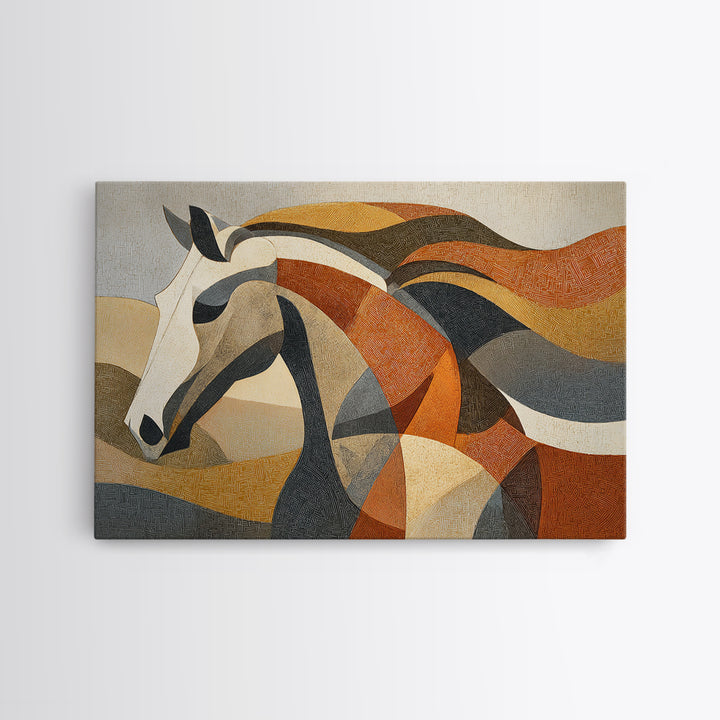 Abstract Horse Formed from Graceful Contour Canvas Print, Line Art, Art Print, Living Room Decor, Fine Art, Line, LIN-3x2-32