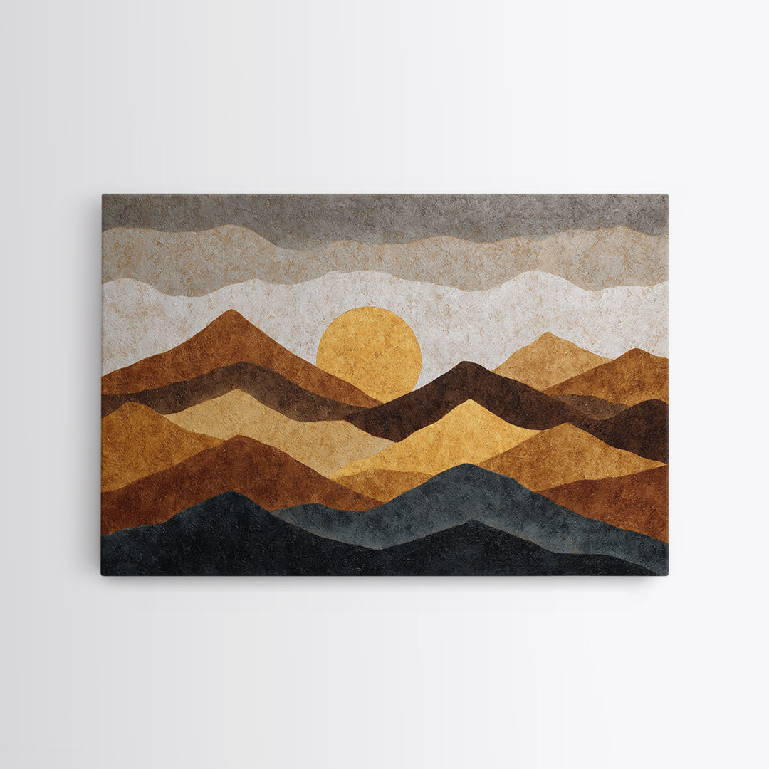 Black Line Mountains Canvas Print, Line Art, Living Room Art, Living Room Decor, Fine Art, Line, Art Print, Textured Painting, LIN-3x2-38