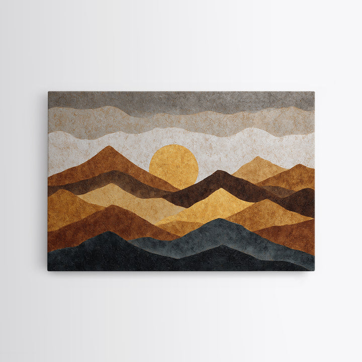 Black Line Mountains Canvas Print, Line Art, Living Room Art, Living Room Decor, Fine Art, Line, Art Print, Textured Painting, LIN-3x2-38