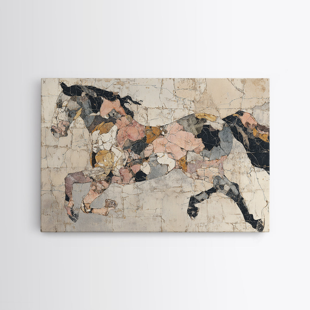 Abstract Horse Formed from Graceful Contour Canvas Print, Line Art, Printable, Living Room Decor, Abstract Art, Line, LIN-3x2-56
