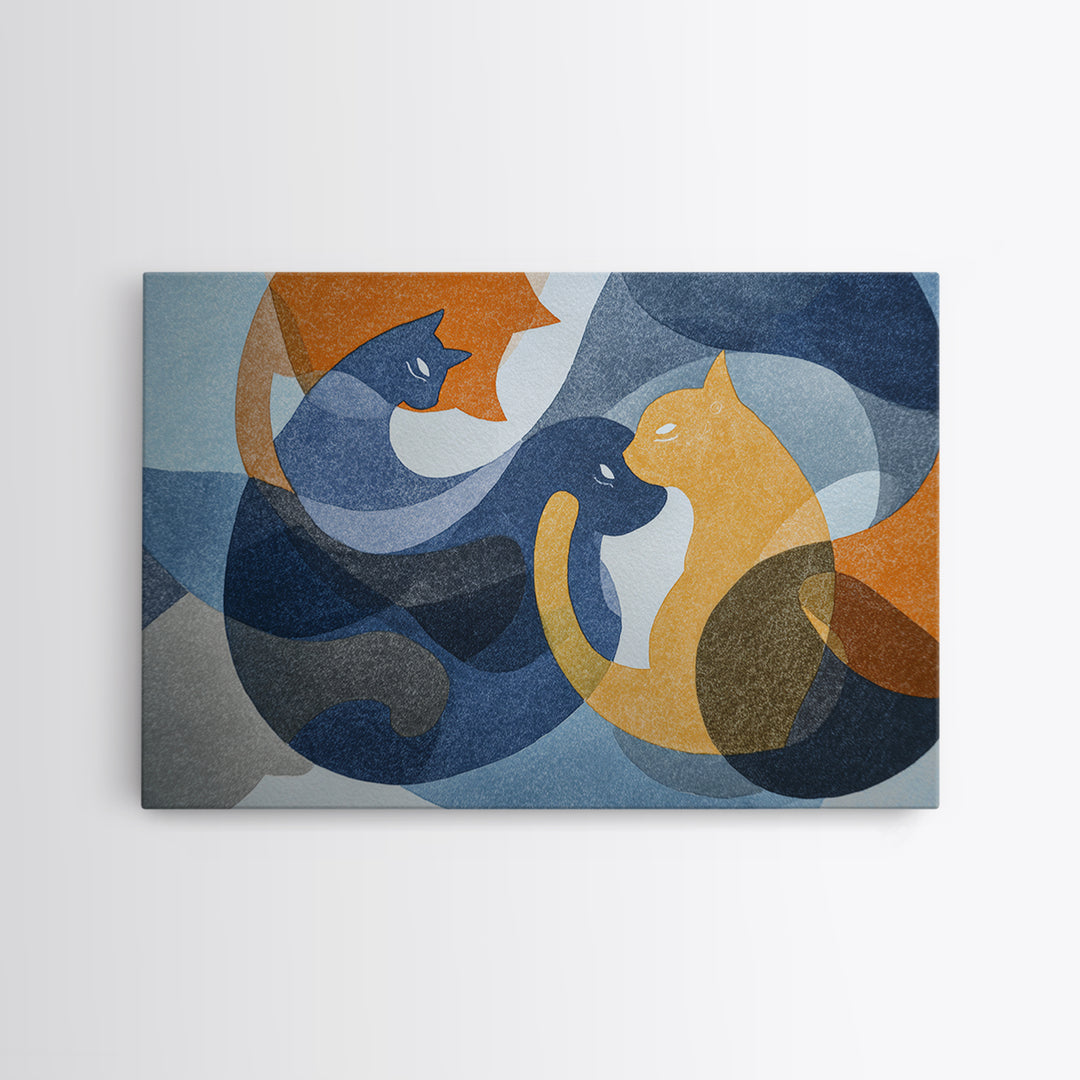 Monoline Cat Stretching Canvas Print, Line Art, Modern Decor, Living Room Decor, Abstract Art, Line, Contemporary Art, LIN-3x2-58