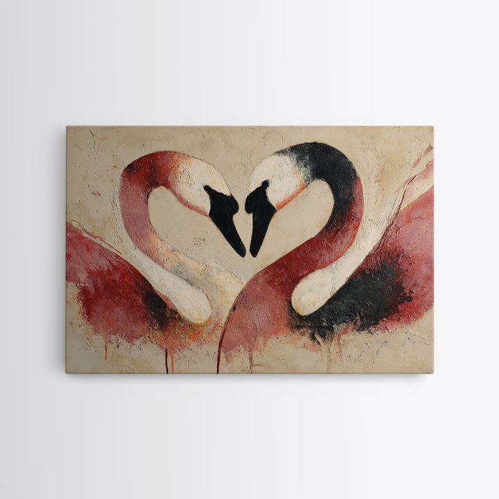 Two Swans Forming a Heart Shape Canvas Print, Line Art, Canvas Art, Living Room Decor, Fine Art, Line, Jesus Wall Art, LIN-3x2-68