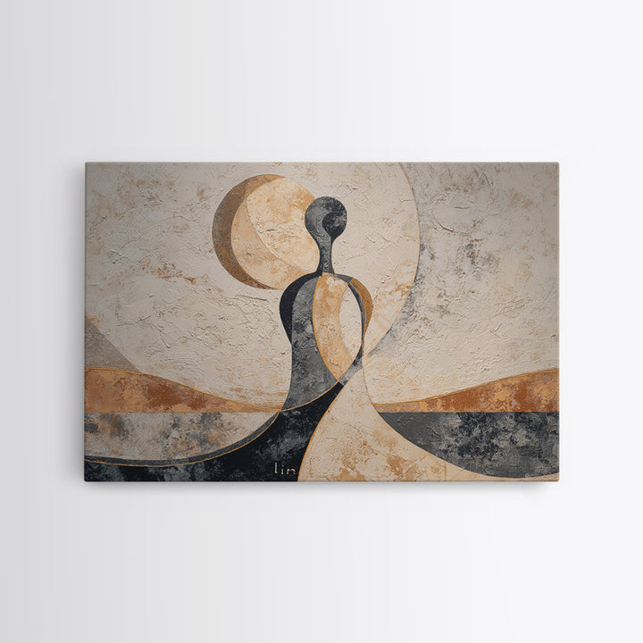Single Line Yoga Pose Framed Canvas Print, Line Art, Textured Painting, Living Room Decor, Fine Art, Line, Canvas Art, LIN-3x2-69