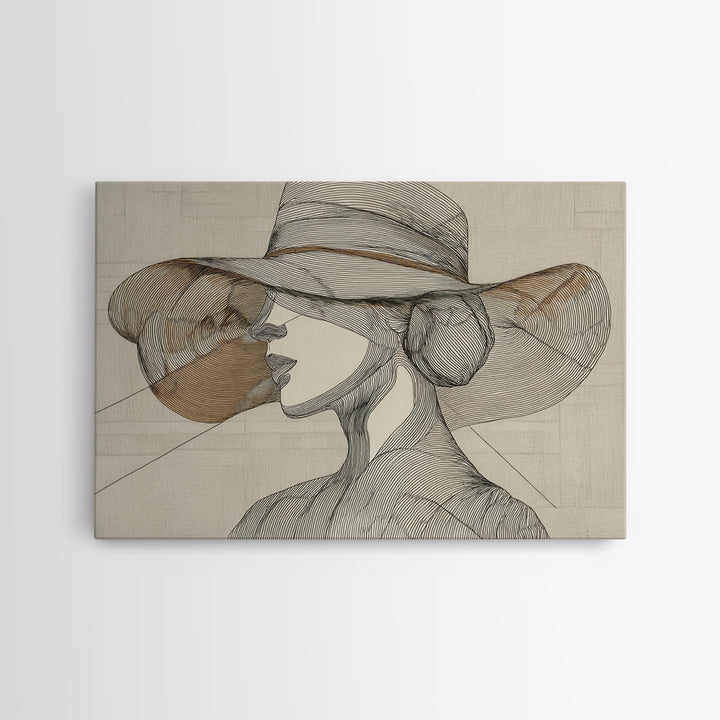 Line Drawing of a Woman Framed Canvas Print, Line Art, Contemporary Art, Living Room Decor, Fine Art, Line, Boho Wall Art, LIN-3x2-71