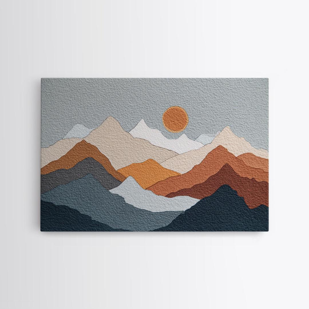 Black Line Mountains Framed Canvas Print, Line Art, Aesthetic Prints, Living Room Decor, Fine Art, Line, Wall Art, Home Decor, LIN-3x2-86