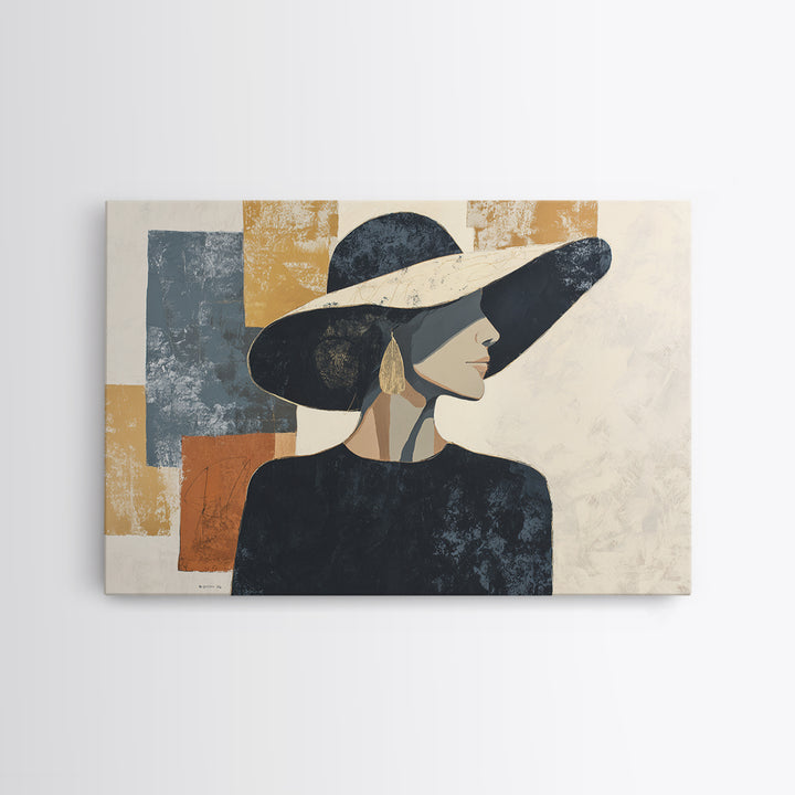 Line Drawing of a Woman Framed Canvas Print, Line Art, Gallery Wall Art, Living Room Decor, Oil Painting, Line, LIN-3x2-95