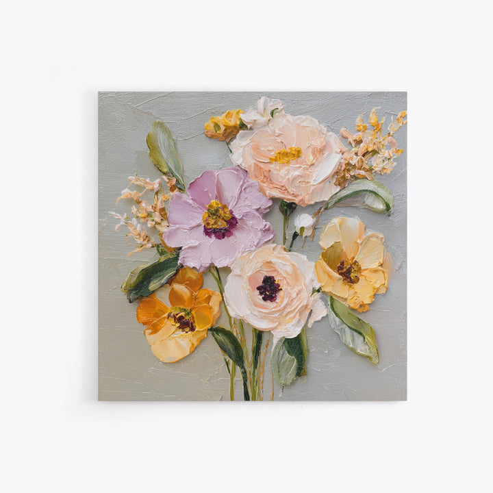 Botanical Vase Painting Framed Canvas Print, Living Room Art, Living Room Decor, Oil Painting, Living, Statement Artwork, LIR-1x1-2