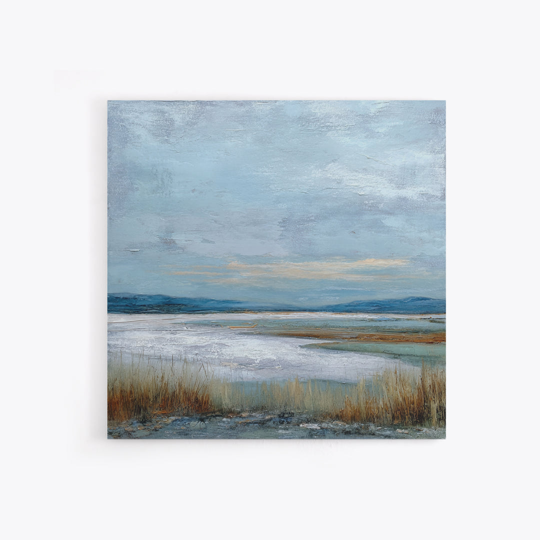 Modern Landscape with Expansive Calm Sky Framed Canvas Print, Living Room Art, Apartment Decor, Living Room Decor, Oil Painting, LIR-1x1-27