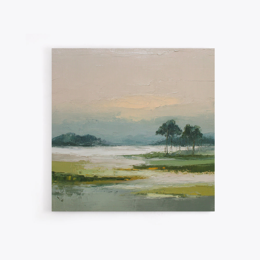 Modern Landscape with Expansive Calm Sky Canvas Print, Living Room Art, Oil Painting, Living Room Decor, Fine Art, Living, LIR-1x1-3