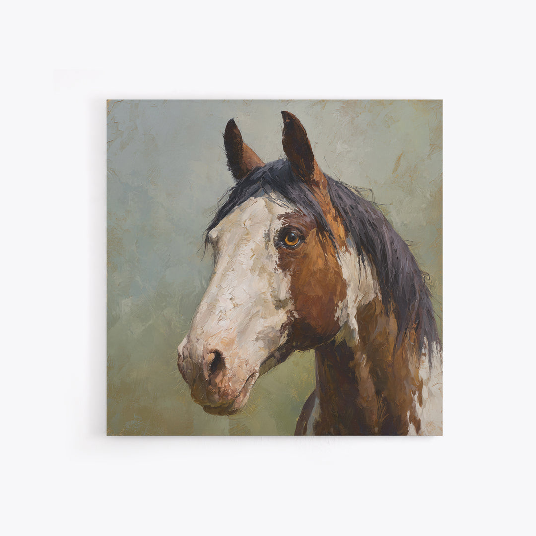 Contemporary Horse Portrait Framed Canvas Print, Living Room Art, 3 Piece Wall Art, Living Room Decor, Fine Art, Living, LIR-1x1-34