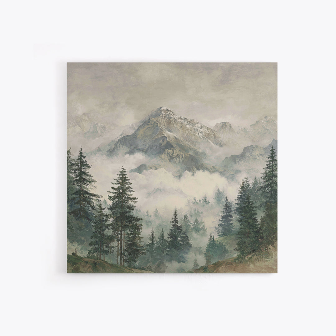 Classic Mountain Panorama for Cozy Interiors Framed Canvas Print, Living Room Art, Room Decor, Living Room Decor, Living, LIR-1x1-40