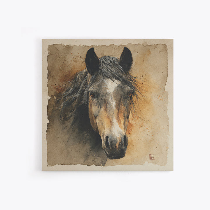 Contemporary Horse Portrait Canvas Print, Living Room Art, Boho Decor, Living Room Decor, Fine Art, Living, Digital Prints, LIR-1x1-82