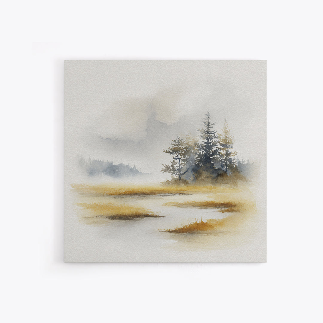 Minimal Scandinavian Forest Canvas Print, Living Room Art, Minimalist Decor, Living Room Decor, Oil Painting, Living, LIR-1x1-85