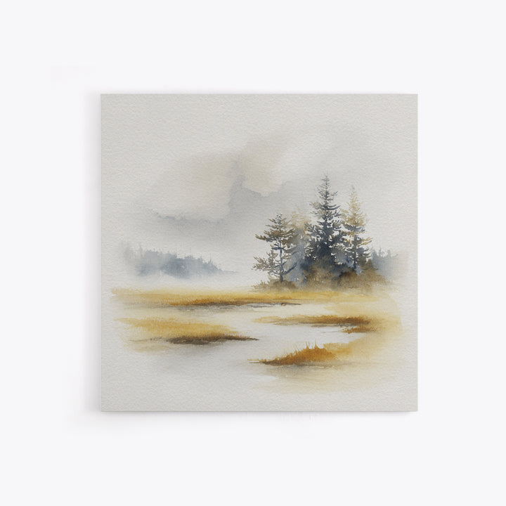 Minimal Scandinavian Forest Canvas Print, Living Room Art, Minimalist Decor, Living Room Decor, Oil Painting, Living, LIR-1x1-85
