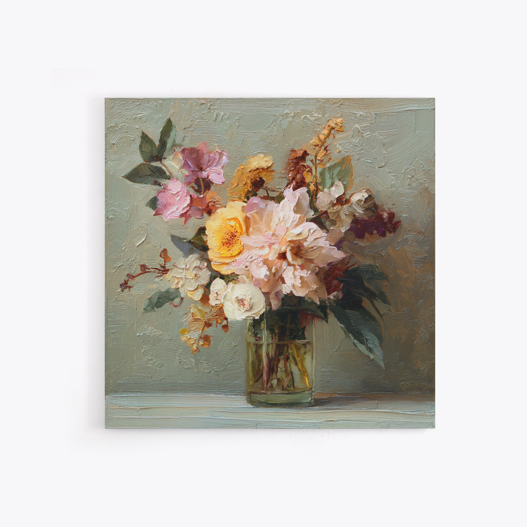 Large Floral Still Life Canvas Print, Living Room Art, Statement Artwork, Living Room Decor, Fine Art, Living, Painting, LIR-1x1-9
