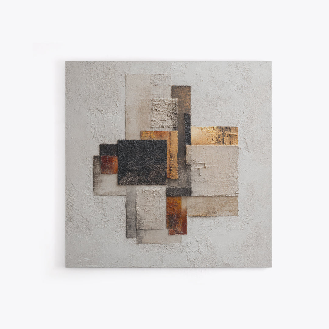 Monochrome Stone Texture Abstraction Framed Canvas Print, Living Room Art, Wall Art, Living Room Decor, Abstract Art, Living, LIR-1x1-93