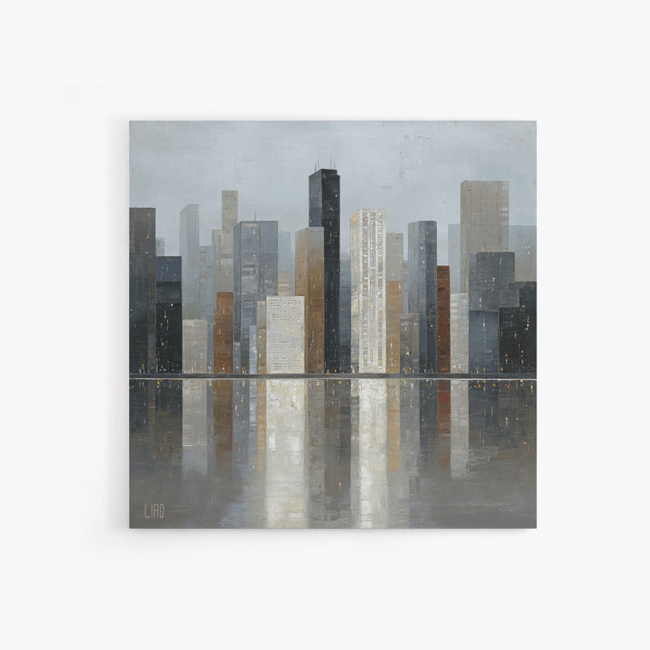 Modern City Skyline Canvas Print, Living Room Art, Modern Decor, Living Room Decor, Abstract Art, Living, Wall Decor, LIR-1x1-94