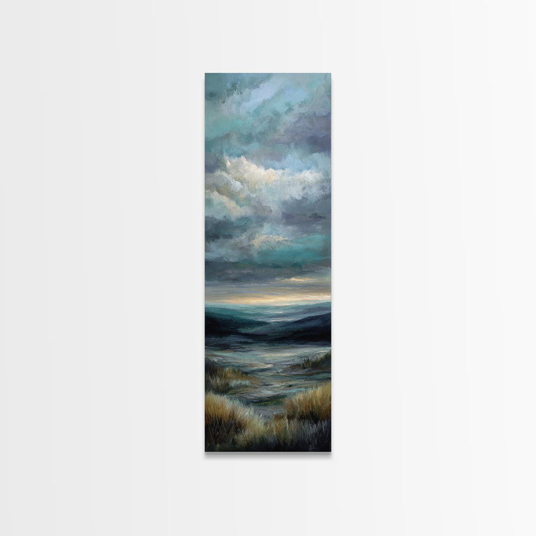 Modern Landscape with Expansive Calm Sky Framed Canvas Print, Living Room Art, Oil Painting, Living Room Decor, Living, LIR-1x3-15