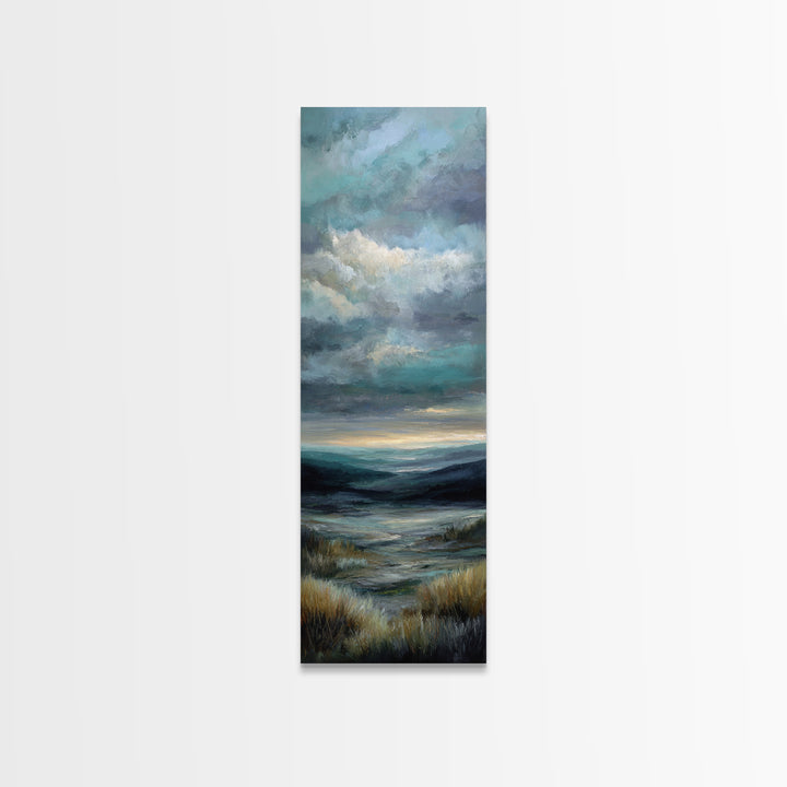 Modern Landscape with Expansive Calm Sky Framed Canvas Print, Living Room Art, Oil Painting, Living Room Decor, Living, LIR-1x3-15
