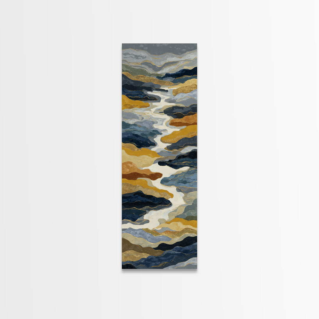 Gold Accented Abstract Brushwork Canvas Print, Living Room Art, Living Room Wall Art, Living Room Decor, Abstract Art, Living, LIR-1x3-26
