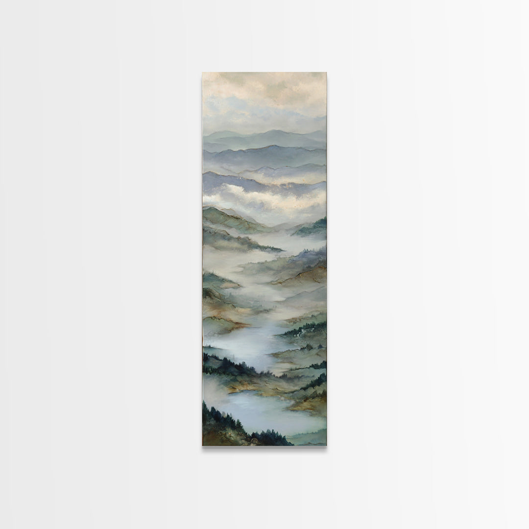 Classic Mountain Panorama for Cozy Interiors Canvas Print, Living Room Art, Painting, Living Room Decor, Fine Art, Living, LIR-1x3-28