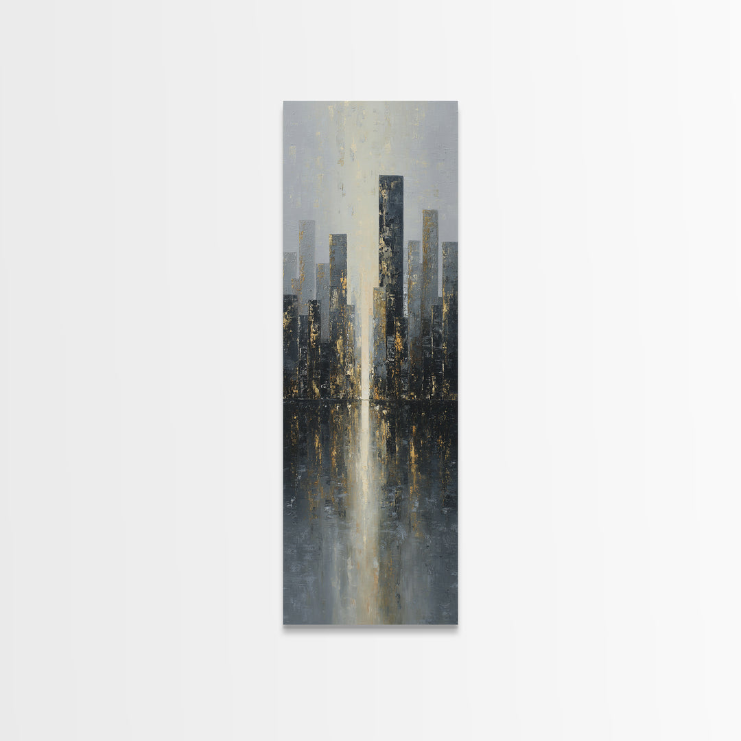 Modern City Skyline Framed Canvas Print, Living Room Art, 3 Piece Wall Art, Living Room Decor, Abstract Art, Living, LIR-1x3-34