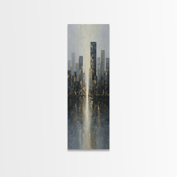 Modern City Skyline Framed Canvas Print, Living Room Art, 3 Piece Wall Art, Living Room Decor, Abstract Art, Living, LIR-1x3-34