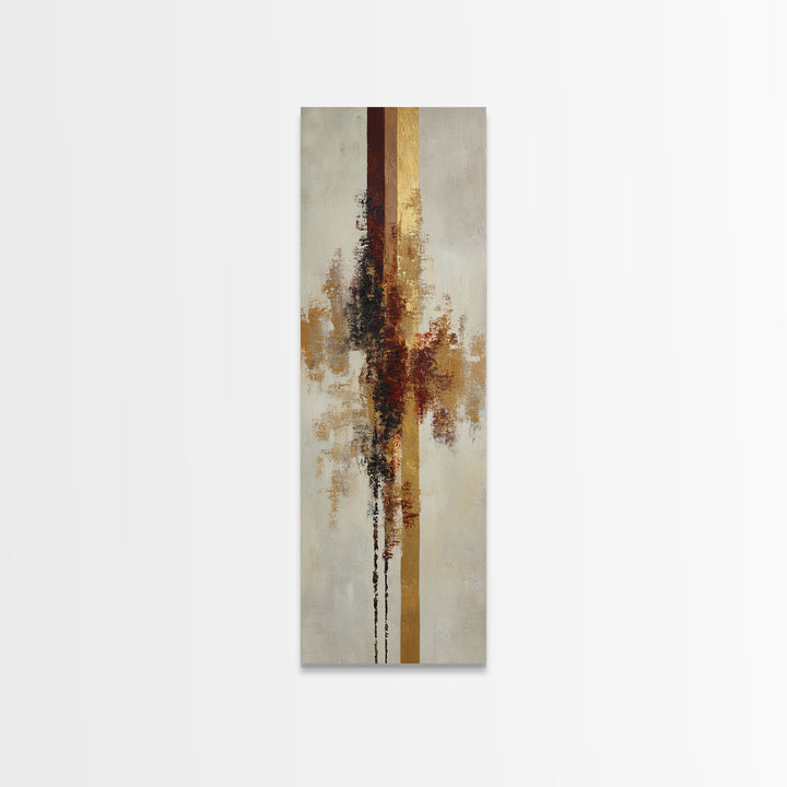 Gold Accented Abstract Brushwork Framed Canvas Print, Living Room Art, Fine Art Print, Living Room Decor, Abstract Art, Living, LIR-1x3-50